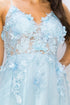 Bliss Multi Color 3D Floral Applique A Line Layered Tulle Gown for Women, Sizes XS-3XL