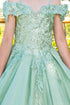 Girls Bliss Multi Color Sweetheart Sequin Glitter Lace Train Ball Gown 2-16
