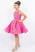 Big Girls Multi Color Glitter Mesh V Neck Short Dress 4-16