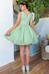 Big Girls Multi Color Glitter Mesh V Neck Short Dress 4-16