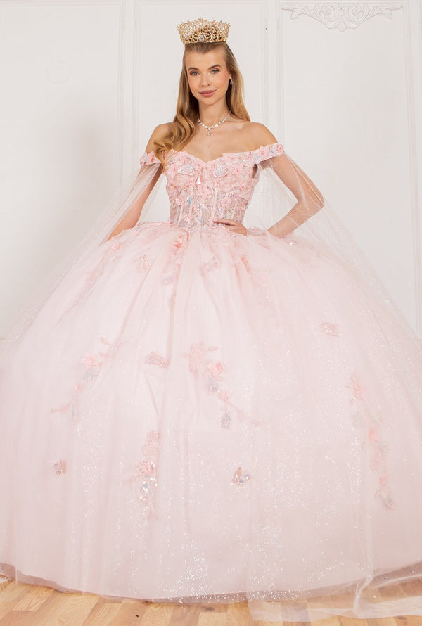 Floral Appliqués Off Shoulder Ball Gown for Women, Sizes 4/XS-16/3X