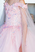 Bliss Girls Lilac Organza Butterfly Off Shoulder Party Dress with Detachable Sleeves, Sizes 4-12