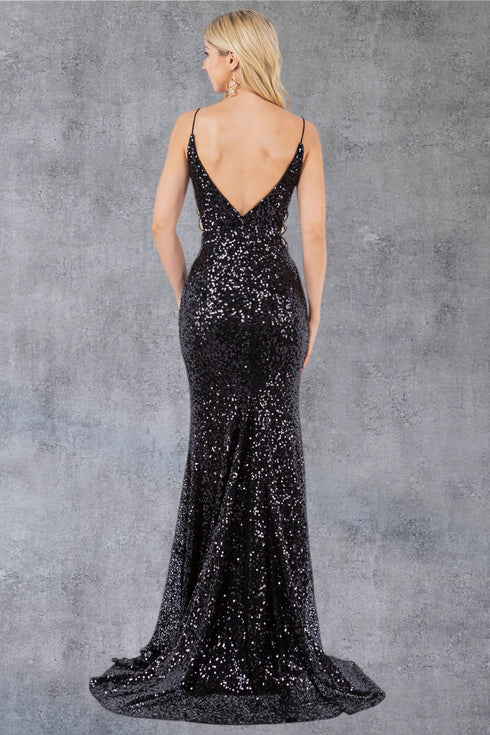Womens Girls Sequin Sweetheart Side Slit Formal Gown XS4-3XL14