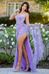 Bliss Lilac Sheer Corseted Bodice Pleated Satin Gown for Women, Sizes XS-3XL