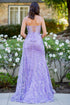 Bliss Lilac Sheer Corseted Bodice Pleated Satin Gown for Women, Sizes XS-3XL