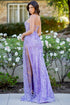 Bliss Lilac Sheer Corseted Bodice Pleated Satin Gown for Women, Sizes XS-3XL