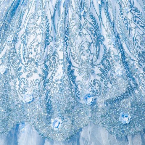 Embroidered Lace Applique Strapless Sheer Corset Ombre Ball Gown for Women 4/XS-16/3X