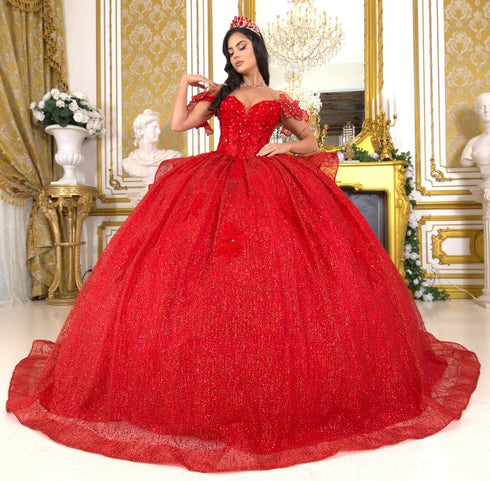 Off Shoulder Lace Beaded Applique Quinceañera Ball Gown for Women 4/XS-16/3X