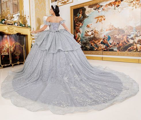 Off Shoulder Lace Beaded Applique Quinceañera Ball Gown for Women 4/XS-16/3X