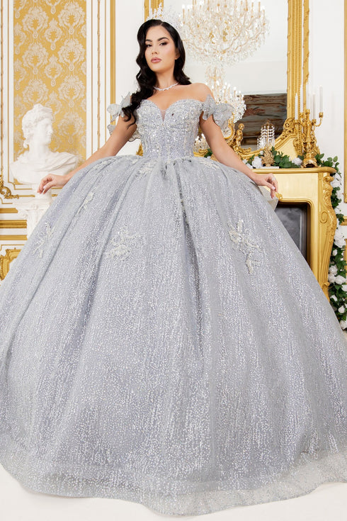 Off Shoulder Lace Beaded Applique Quinceañera Ball Gown for Women 4/XS-16/3X
