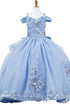 Girls 3D Beaded Applique A-line Off Shoulder Ball Gown 2-16
