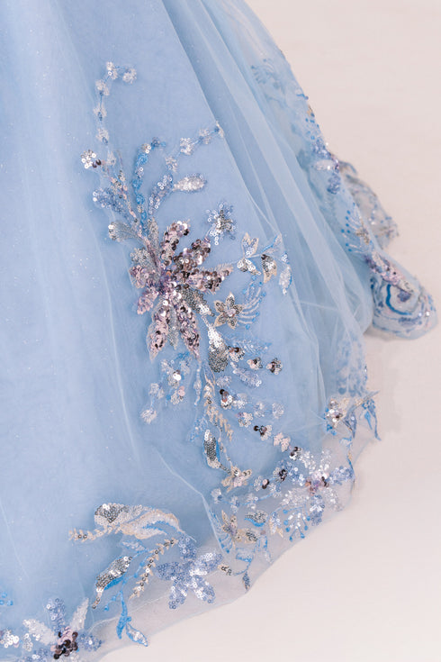 Girls 3D Beaded Applique A-line Off Shoulder Ball Gown 2-16