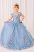 Girls 3D Beaded Applique A-line Off Shoulder Ball Gown 2-16