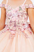 Girls 3D Beaded Applique A-line Off Shoulder Ball Gown 2-16