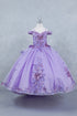 Girls 3D Beaded Applique A-line Off Shoulder Ball Gown 2-16
