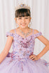 Girls 3D Beaded Applique A-line Off Shoulder Ball Gown 2-16