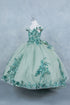 Girls 3D Beaded Applique A-line Off Shoulder Ball Gown 2-16
