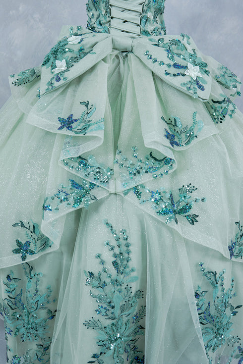 Girls 3D Beaded Applique A-line Off Shoulder Ball Gown 2-16