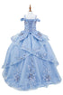 Girls 3D Beaded Applique A-line Off Shoulder Ball Gown 2-16