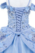 Girls 3D Beaded Applique A-line Off Shoulder Ball Gown 2-16