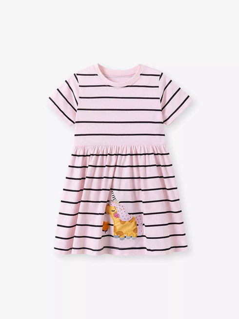 childrens-striped-unicorn-short-sleeve-casual-dress-ohso-kids-sophias-style-1
