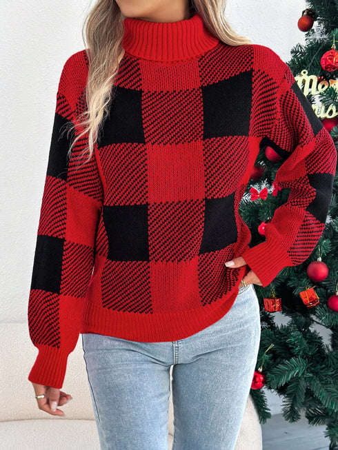 christmas-plaid-long-sleeve-turtleneck-sweater-Sophia's Style-12