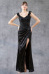 Womens Satin Evening Gown with Beaded Bodice and High Slit – Formal Dress for Gala, Prom, or Wedding 4/XS-16/3X
