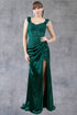 Womens Satin Evening Gown with Beaded Bodice and High Slit – Formal Dress for Gala, Prom, or Wedding 4/XS-16/3X