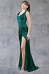 Womens Satin Evening Gown with Beaded Bodice and High Slit – Formal Dress for Gala, Prom, or Wedding 4/XS-16/3X