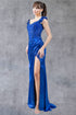 Womens Satin Evening Gown with Beaded Bodice and High Slit – Formal Dress for Gala, Prom, or Wedding 4/XS-16/3X