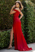 Womens Satin Evening Gown with Beaded Bodice and High Slit – Formal Dress for Gala, Prom, or Wedding 4/XS-16/3X