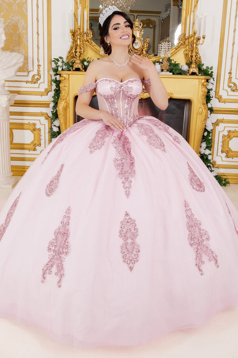 Lace Appliques Sparkling Beadwork Quinceanera Ballgown for Women 4/XS-16/3X