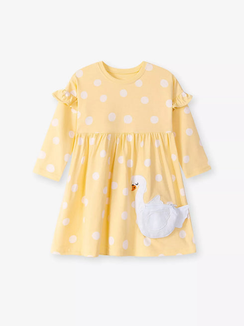 childrens-swan-applique-polka-dot-ruffle-sleeve-dress-ohso-kids-sophias-style-1