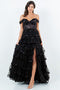 Womens Sequin Tiered Tulle Evening Gown, Sizes XS-3XL