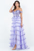 Womens Sequin Tiered Tulle Evening Gown, Sizes XS-3XL