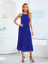 pleated-spaghetti-strap-tie-waist-midi-dress Sophia's Trends - Sophia's Style-Dark Blue-M