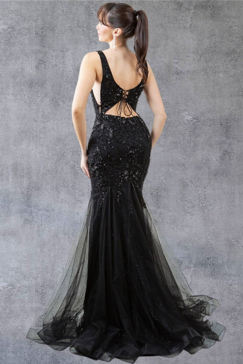 Womens Embellished Lace Mermaid Gown 4/XS-16/3X