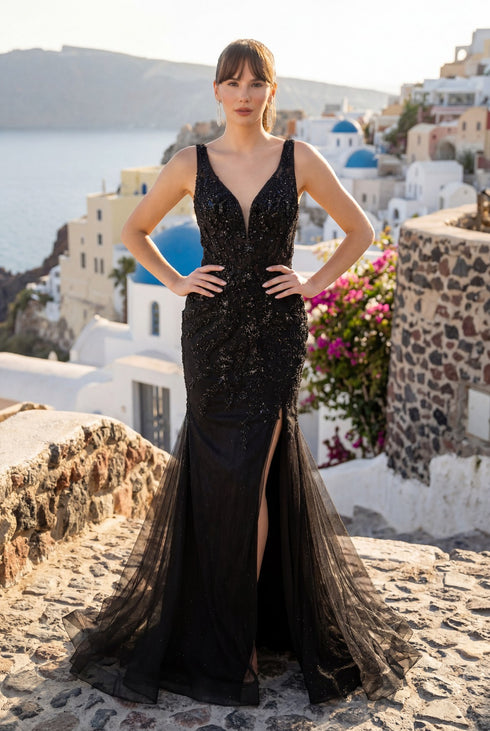 Womens Embellished Lace Mermaid Gown 4/XS-16/3X