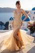 Womens Embellished Lace Mermaid Gown 4/XS-16/3X