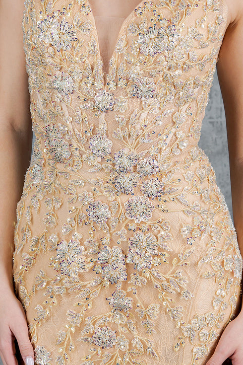 Womens Embellished Lace Mermaid Gown 4/XS-16/3X