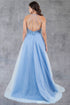 Womens Glitter Tulle A-Line Gown with Lace Bodice & High Slit 4/XS-16/3X