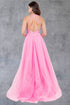 Womens Glitter Tulle A-Line Gown with Lace Bodice & High Slit 4/XS-16/3X