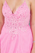 Womens Glitter Tulle A-Line Gown with Lace Bodice & High Slit 4/XS-16/3X