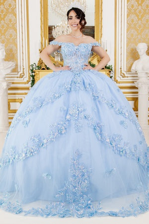 Floral Quinceañera Ball Gown with Crystal Embellishments for Women 4/XS-16/3X