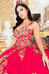 Floral Quinceañera Ball Gown with Crystal Embellishments for Women 4/XS-16/3X