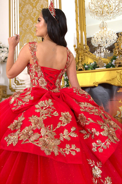 Floral Quinceañera Ball Gown with Crystal Embellishments for Women 4/XS-16/3X
