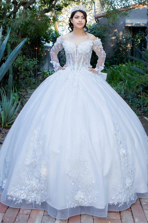 Off-White Quinceañera Princess Ball Gown for Women, Sizes 4/XS-16/3X
