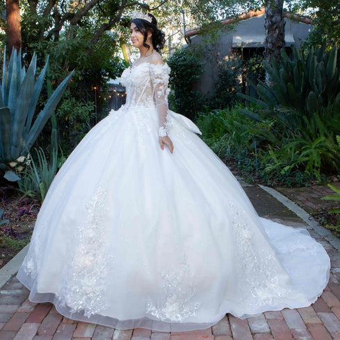 Off-White Quinceañera Princess Ball Gown for Women, Sizes 4/XS-16/3X