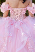 3D Floral Quinceañera Gown with Butterfly Details and Royal Train for Women 4/XS-16/3X