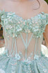 3D Floral Quinceañera Gown with Butterfly Details and Royal Train for Women 4/XS-16/3X